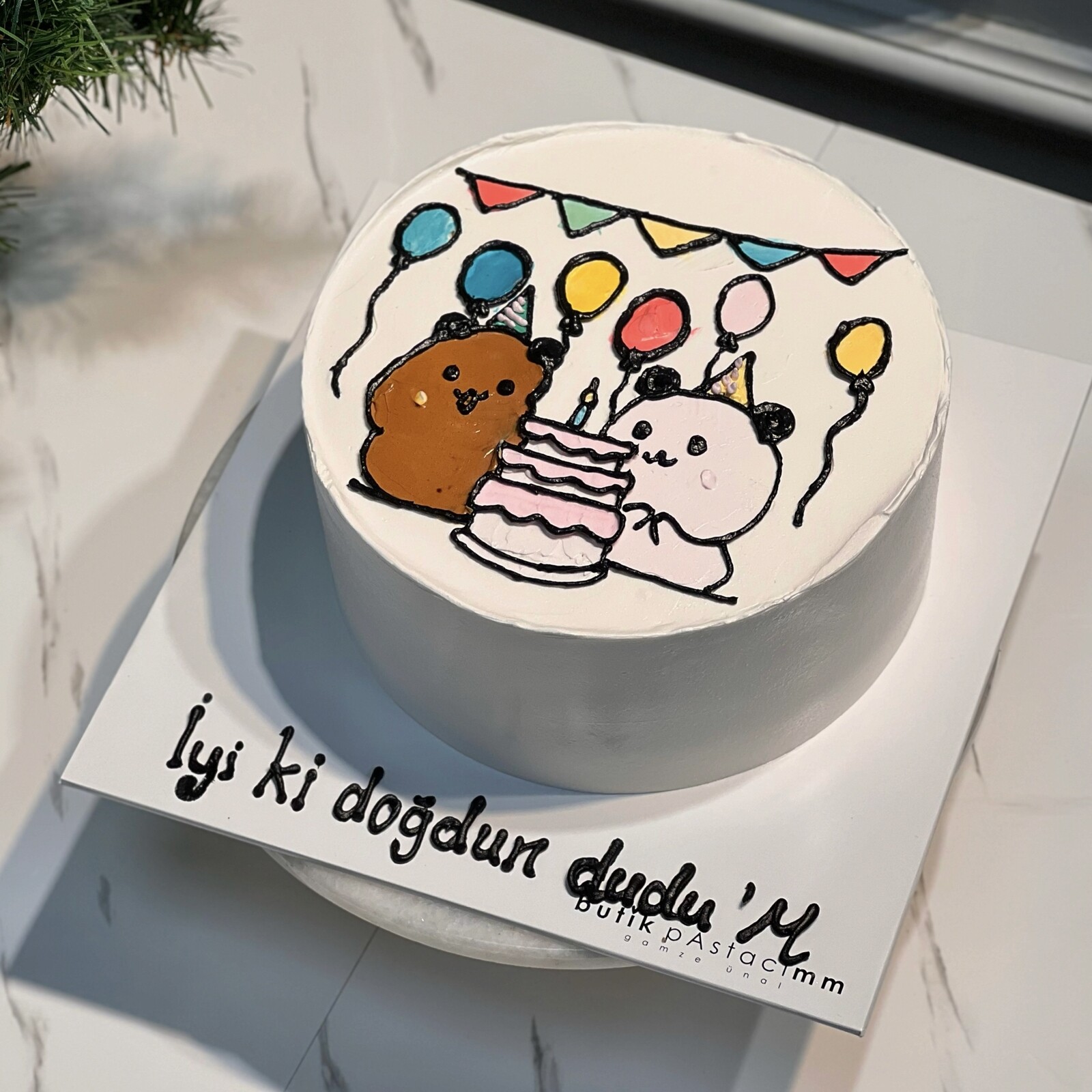 Best Friend Çizimli Pasta