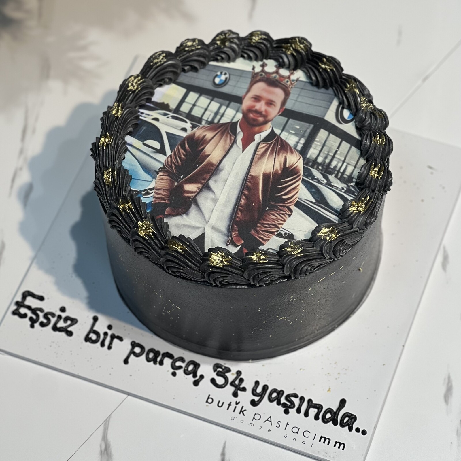 BMW Kralı Komik Resim Baskılı Pasta