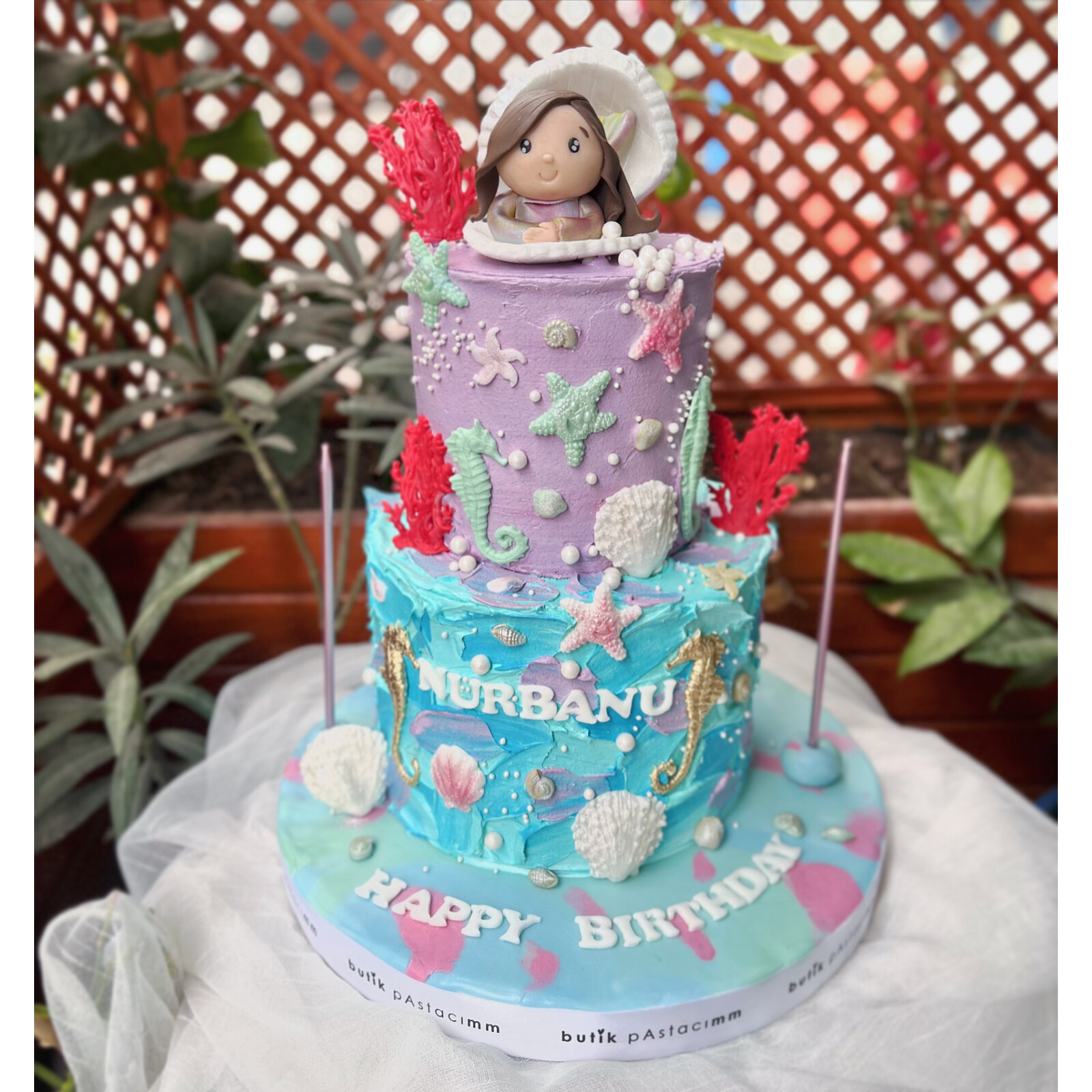 Deniz Kızı Detaylı Renkli Çocuk Pastası