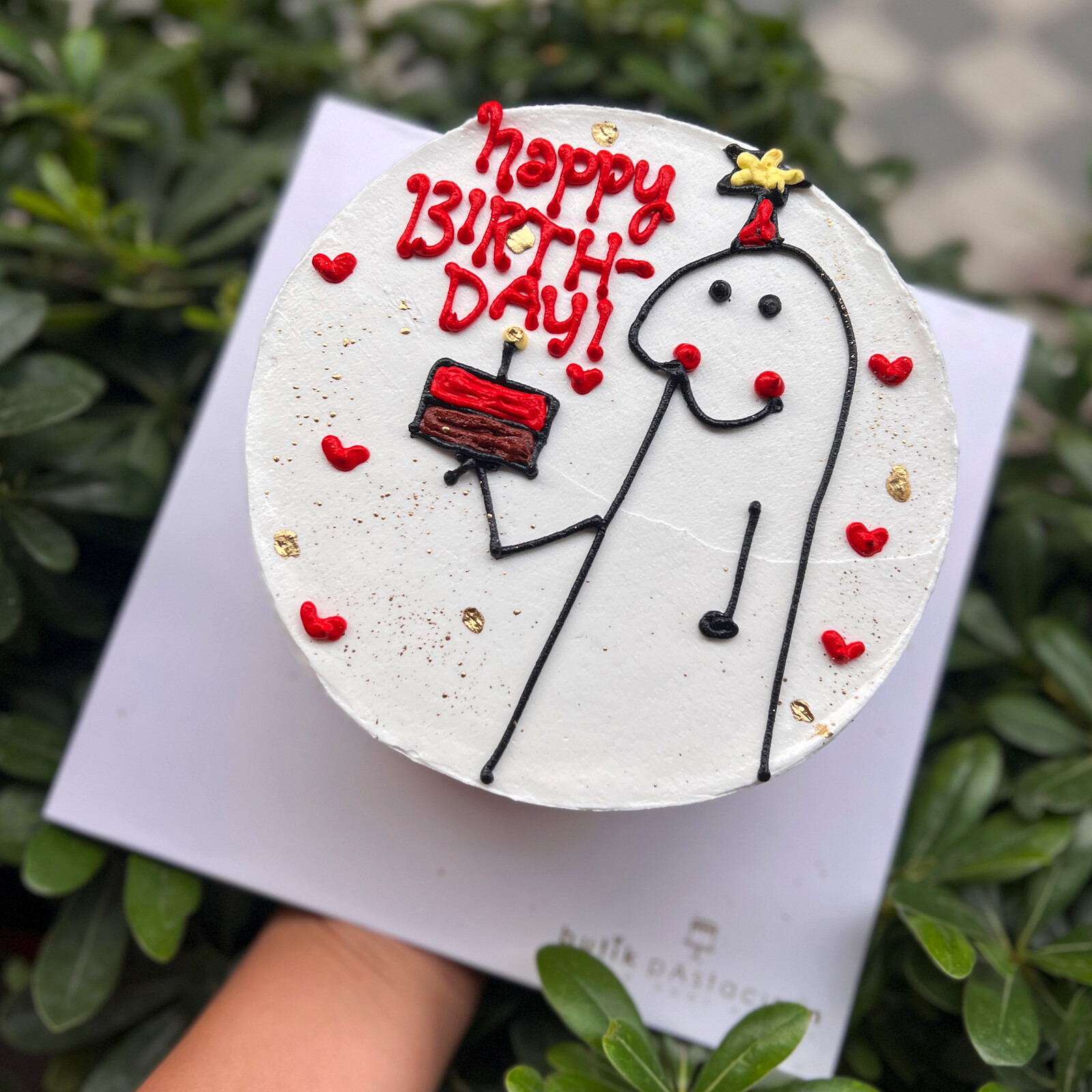 Happy Birthday Çizimli Yazılı Pasta