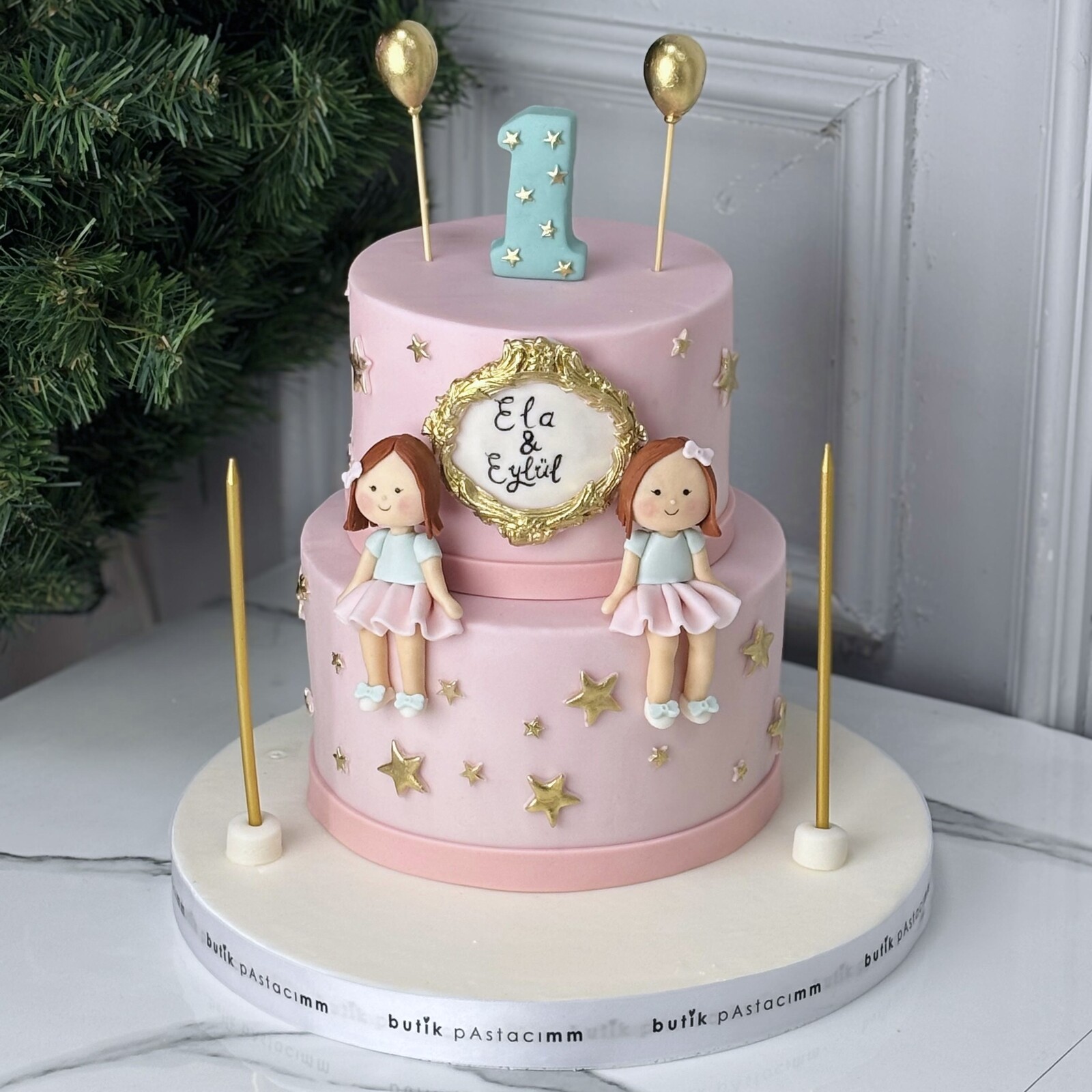 İkiz Kız Çocuk Pastası