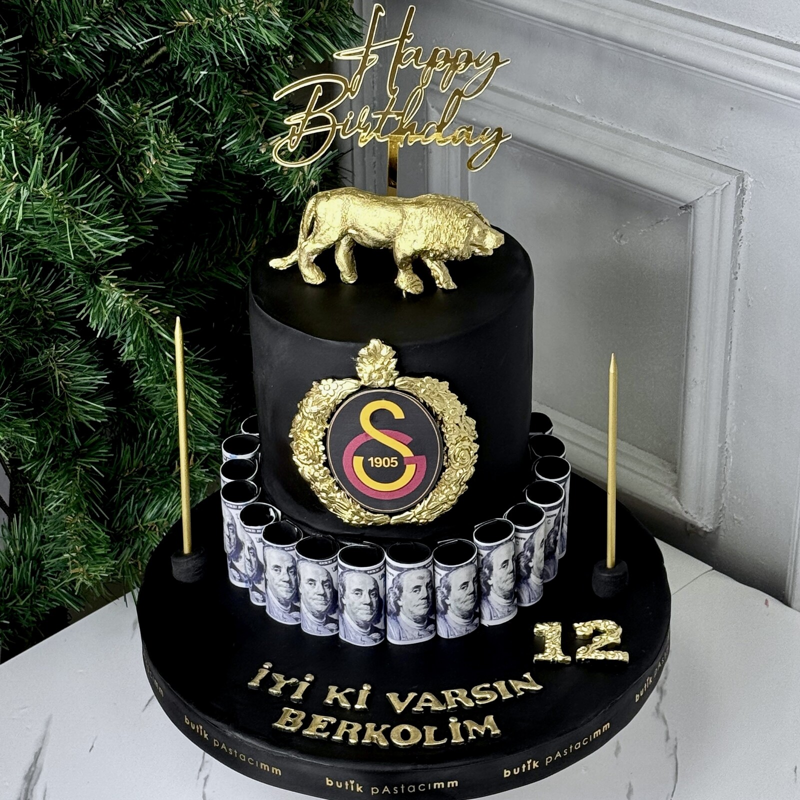 Taraftar Logolu Aslanlı Tasarım Pasta