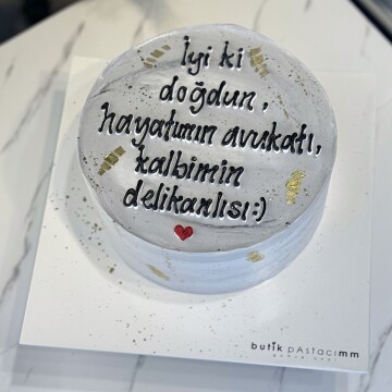 Antrasit Açık Gri Yazılı Pasta