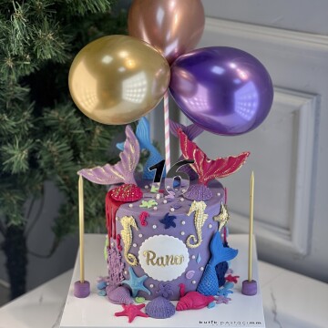 Deniz Kızı Çocuk Pastası (Balonlu Pasta)