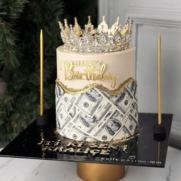 Dolarlı Taçlı Pasta (Simli Pasta Üfleme)