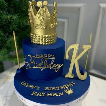 Kral Taçlı Harf Detaylı Erkek Pastası