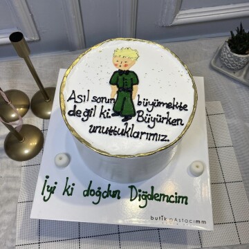 Küçük Prens Temalı Yazılı Pasta