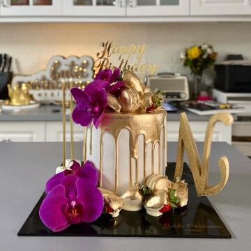 Mor Orkideli Tasarım Pasta