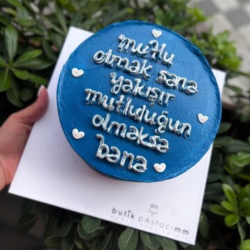 Mutluluk Temalı Yazılı Pasta
