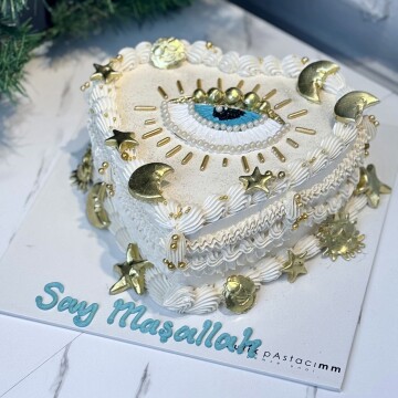 Nazar Göz Çizimli Retro Pasta 4