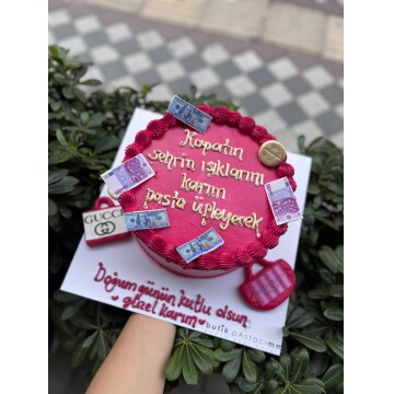 Para Detaylı Yazılı Pasta