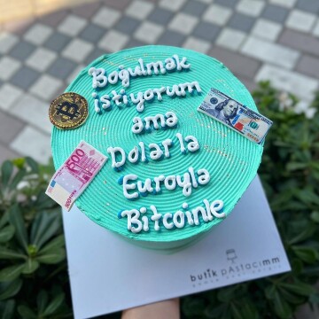 Para Konseptli Yazılı Pasta