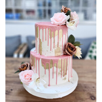 Pembe Çikolata Detaylı Tasarım Pasta