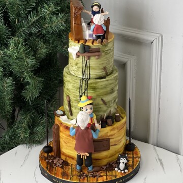 Pinokyo ve Gepetto Hikayeli Çocuk Pastası