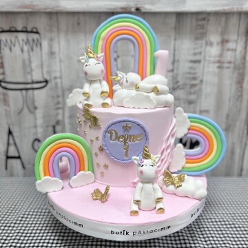 Rengarenk Gökkuşağı Çocuk Pastası
