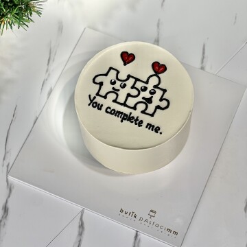 Sevgiliye Özel Puzzle Çizimli Pasta