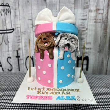 Sevimli Köpekler Tasarım Pasta