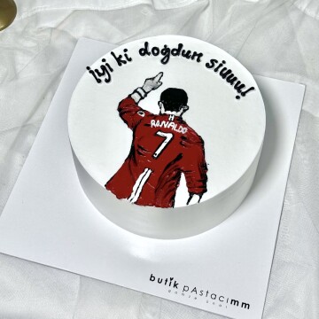 Taraftar Ronaldo Çizimli Pasta